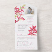 Invitation Tout En Un Joyau mariage orchidée aquarelle repas RSVP photo (À l'intérieur)