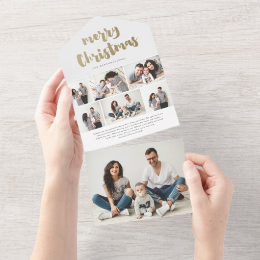 Invitation Tout En Un Joyeux Joyeux Joyeux Noël Photo Holiday (Déchirure)