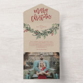 Invitation Tout En Un joyeux noël branche de vacances script (À l'intérieur)