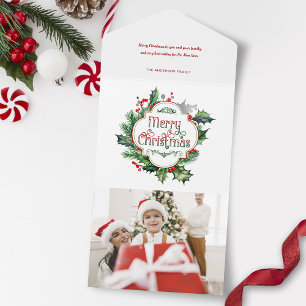 Invitation Tout En Un Joyeux Noël coloré joyeux Scripts Holly