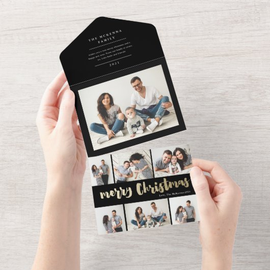 Invitation Tout En Un joyeux Noël photo collage vacances (Déchirure)