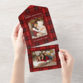 Invitation Tout En Un Joyeux Noël rouge 1 photo (Déchirure)