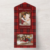 Invitation Tout En Un Joyeux Noël rouge 1 photo (À l'intérieur)