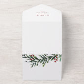 Invitation Tout En Un Joyeux Noël Rouge Script Aquarelle Vacances (Dehors)