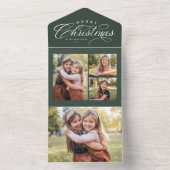 Invitation Tout En Un Joyeux Noël vert 4 vacances photo triples (À l'intérieur)