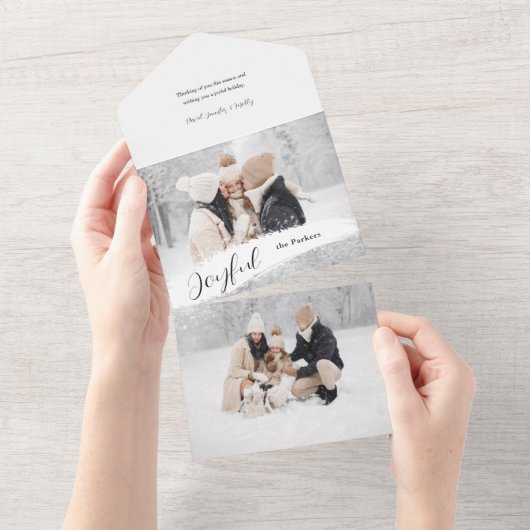 Invitation Tout En Un Joyeux Script avec Snowy Brushstroke 2 photo (Déchirure)