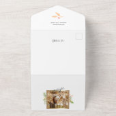 Invitation Tout En Un Joyeux Script Botanique 2-Photo avec cadre Or (Dehors)