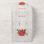 Invitation Tout En Un Joyeux Script de Noël, Poinsettia, Rustique 4-Phot (Dehors)