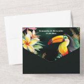 Invitation Tout En Un Jungle toucan aquarelle frangipani monstère (Verso)