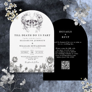 Invitation Tout en un jusqu'à la mort crâne gothique QR Code 