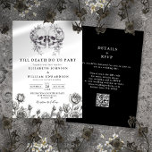 Invitation Tout en un jusqu'à la mort crâne gothique QR Code 