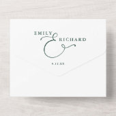 Invitation Tout En Un Just Love Elegant Script Émeraude Verte Mariage (Verso)