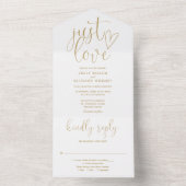 Invitation Tout En Un Just Love Élégant Script Mariage Or moderne (À l'intérieur)