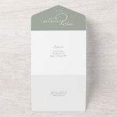 Invitation Tout En Un Just Love Elegant Script Sage Green Mariage (Dehors)