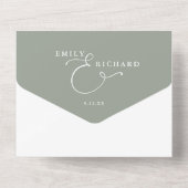 Invitation Tout En Un Just Love Elegant Script Sage Green Mariage (Verso)