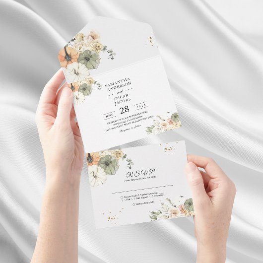 Invitation Tout En Un La chute Rustique en un seul Mariage