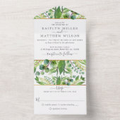 Invitation Tout En Un La Collection Mariage Verdure & Or (À l'intérieur)