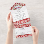 Invitation Tout En Un La Parties scintillant Damask Las Vegas Mariage Co<br><div class="desc">Célébrez dans le style avec ces invitations de mariage modernes et très tendance tout en une seule avec facile déchirure RSVP. Ce design est facile à personnaliser avec votre libellé d'événement spécial et vos invités seront ravis quand ils reçoivent ces invitations fabuleux.</div>