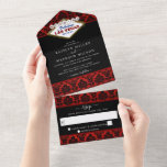 Invitation Tout En Un La Parties scintillant Damask Las Vegas Mariage Co<br><div class="desc">Célébrez dans le style avec ces invitations de mariage modernes et très tendance tout en une seule avec facile déchirure RSVP. Ce design est facile à personnaliser avec votre libellé d'événement spécial et vos invités seront ravis quand ils reçoivent ces invitations fabuleux.</div>