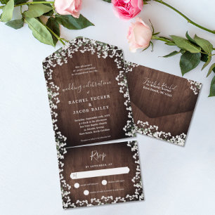 Invitation Tout En Un La respiration du bébé rustique sur le Mariage de 