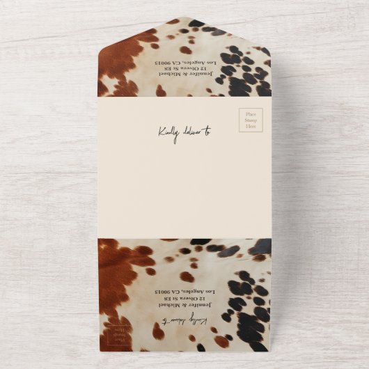 Invitation Tout En Un La vache Mariage occidentale en un (Dehors)