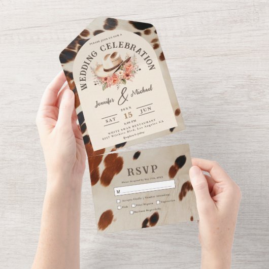 Invitation Tout En Un La vache Mariage occidentale en un (Déchirure)