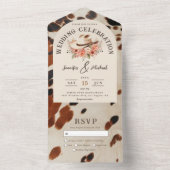 Invitation Tout En Un La vache Mariage occidentale en un (À l'intérieur)