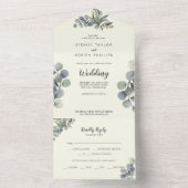 Invitation Tout En Un La verdure d'hiver | Mariage d'eucalyptus ivoires (À l'intérieur)