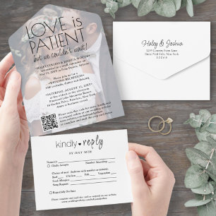 Invitation Tout En Un L'amour est Patient Réception de Mariage en Cavale