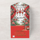 Invitation Tout En Un Lanterne rouge chinoise bâtiment ancien robe de ma (Dehors)