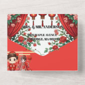 Invitation Tout En Un Lanterne rouge chinoise bâtiment ancien robe de ma (Verso)