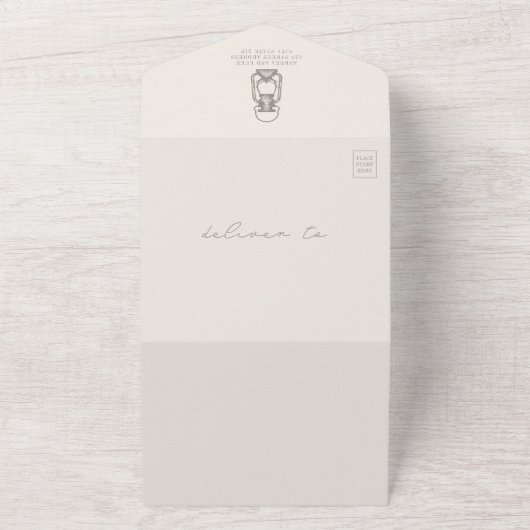 Invitation Tout En Un Lanterne rustique Améthyste QR Code RSVP (Dehors)