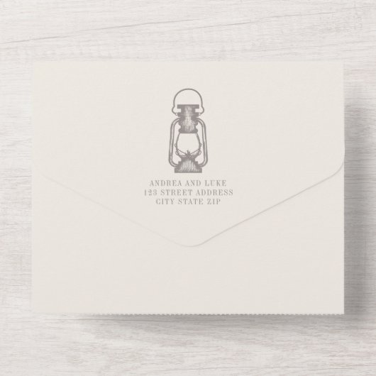 Invitation Tout En Un Lanterne rustique Améthyste QR Code RSVP (Verso)