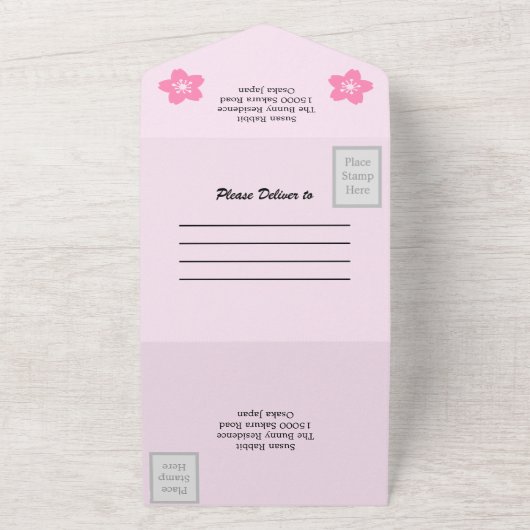 Invitation Tout En Un Lapin Sakura Charmant (Dehors)