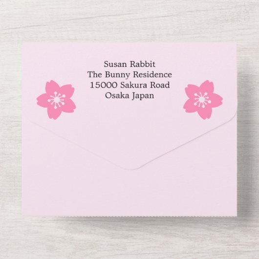 Invitation Tout En Un Lapin Sakura Charmant (Verso)