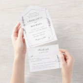 Invitation Tout En Un lavande aquarelle mariage rsvp (Déchirure)
