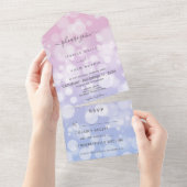 Invitation Tout En Un Lavande & Bokeh Rose Moderne Sans Dîner (Déchirure)
