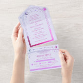 Invitation Tout En Un Lavande Mystique rose Lune Soleil Étoiles Espace (Déchirure)