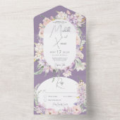 Invitation Tout En Un Lavande Noire Rustique Fleurs Pastel Pas De Dîner (À l'intérieur)