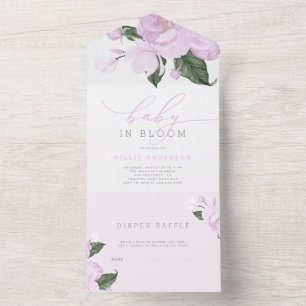 Invitation Tout En Un Lavande Purple Floral Baby en Fleur Douche