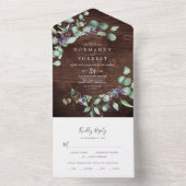 Invitation Tout En Un Lavande rustique et Eucalyptus | Mariage bois (À l'intérieur)