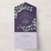 Invitation Tout En Un Lavande rustique et Eucalyptus | Mariage violet (À l'intérieur)