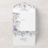 Invitation Tout En Un Lavender Lilac Purple Peonies Mariage de verdure (Dehors)