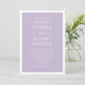 Invitation Tout en un Lavender Purple Code QR Mariage (Debout devant)