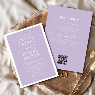 Invitation Tout en un Lavender Purple Code QR Mariage