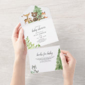 Invitation Tout En Un Le Baby shower Des Animaux De Forêt Boisée (Déchirure)
