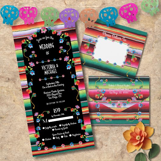 Invitation Tout En Un Le Mariage Floral Mexicain Festa Broderie