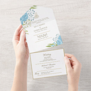 Invitation Tout En Un Le MARIAGE Islamique NIKAH WALLIMAH Fleurs Tout En