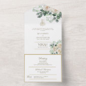 Invitation Tout En Un Le MARIAGE Islamique NIKAH WALLIMAH Fleurs Tout En (À l'intérieur)