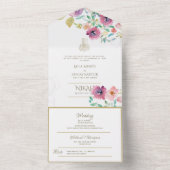 Invitation Tout En Un Le MARIAGE Islamique NIKAH WALLIMAH Fleurs Tout En (À l'intérieur)